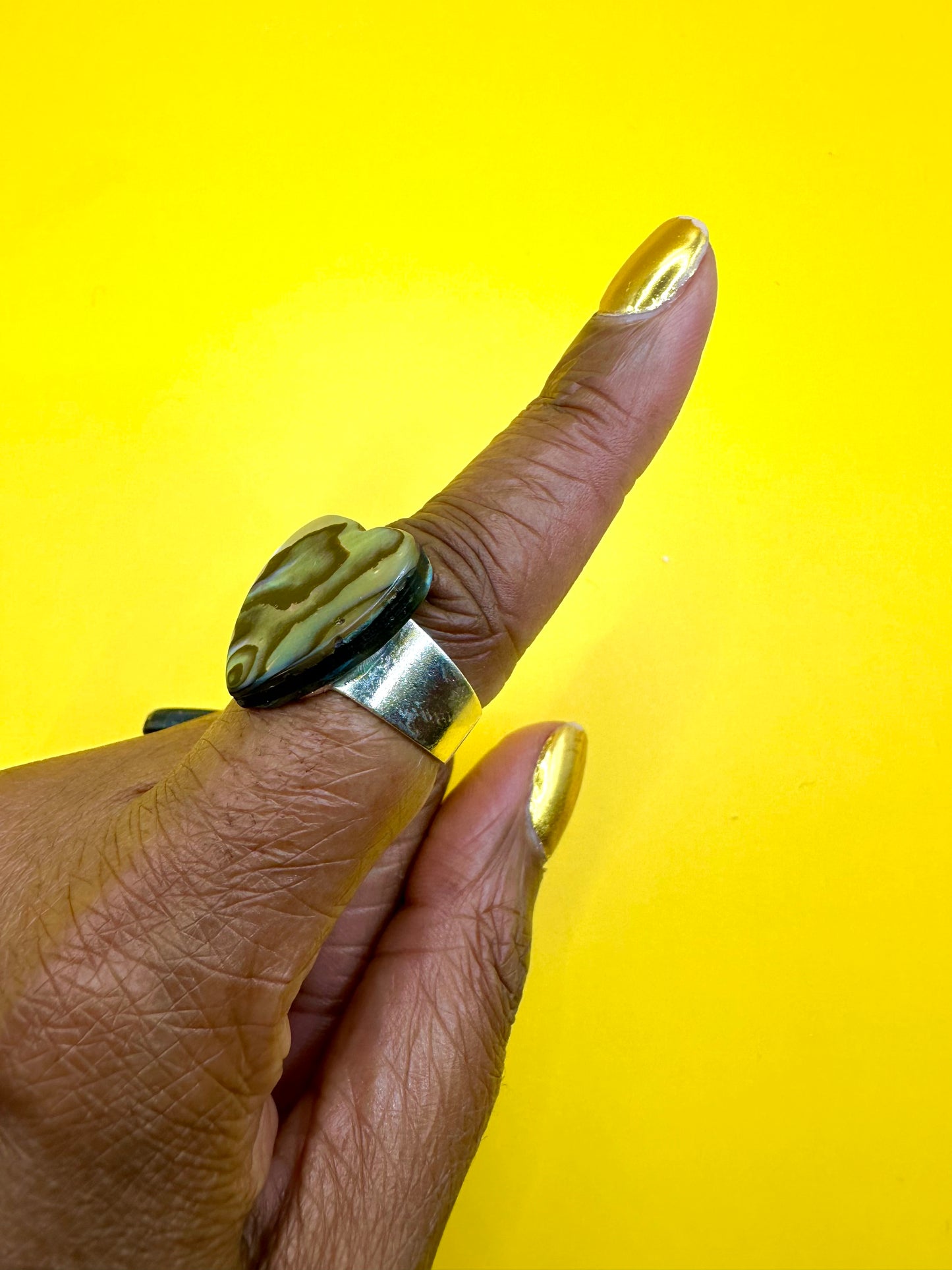 Abalone Heart Rings