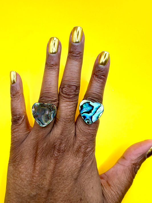 Abalone Heart Rings