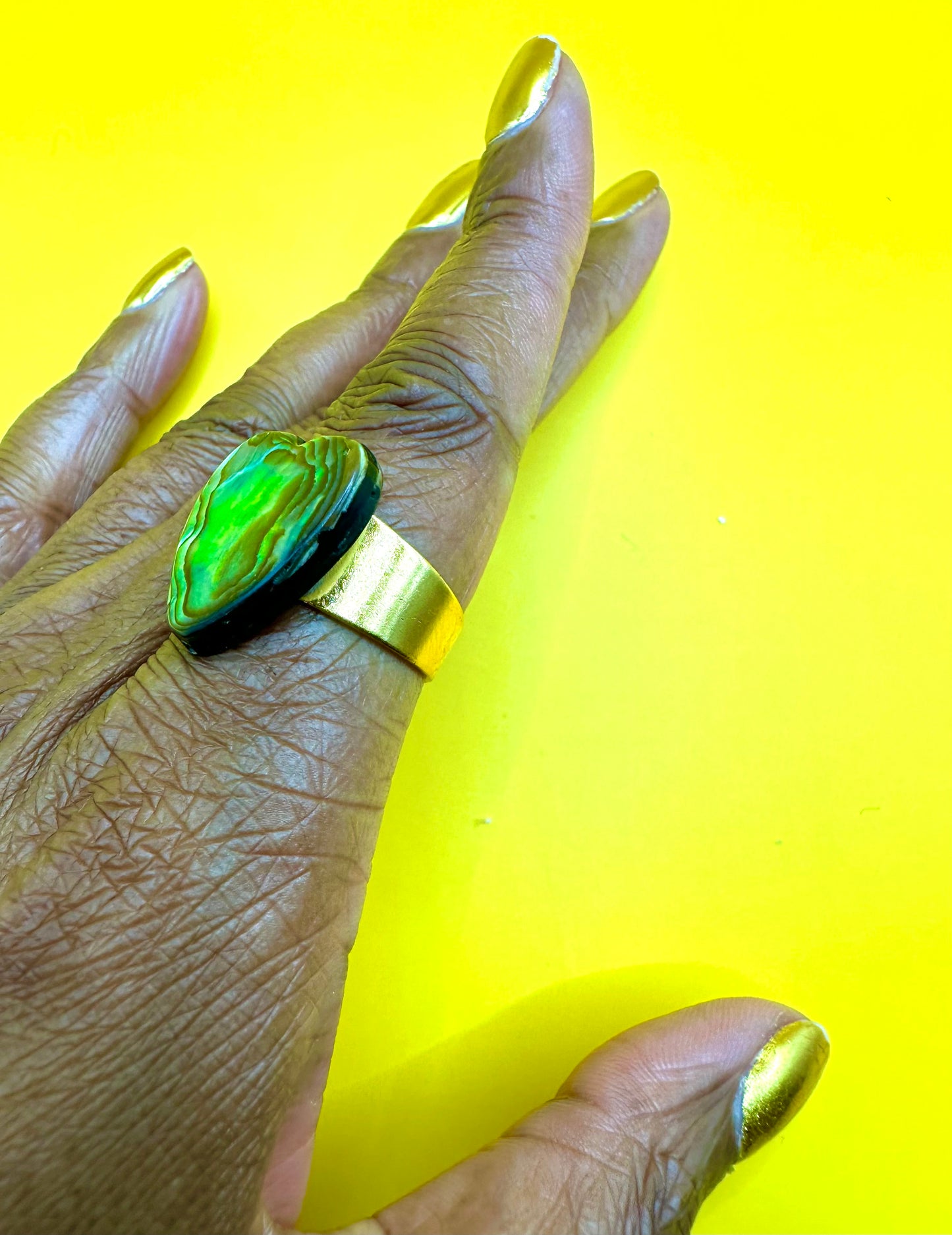 Abalone Heart Rings