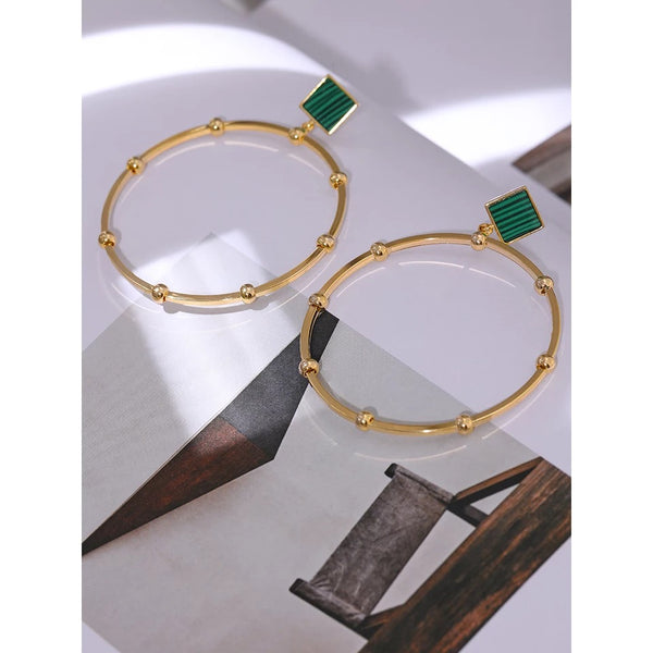 Small Amina Green Hoops