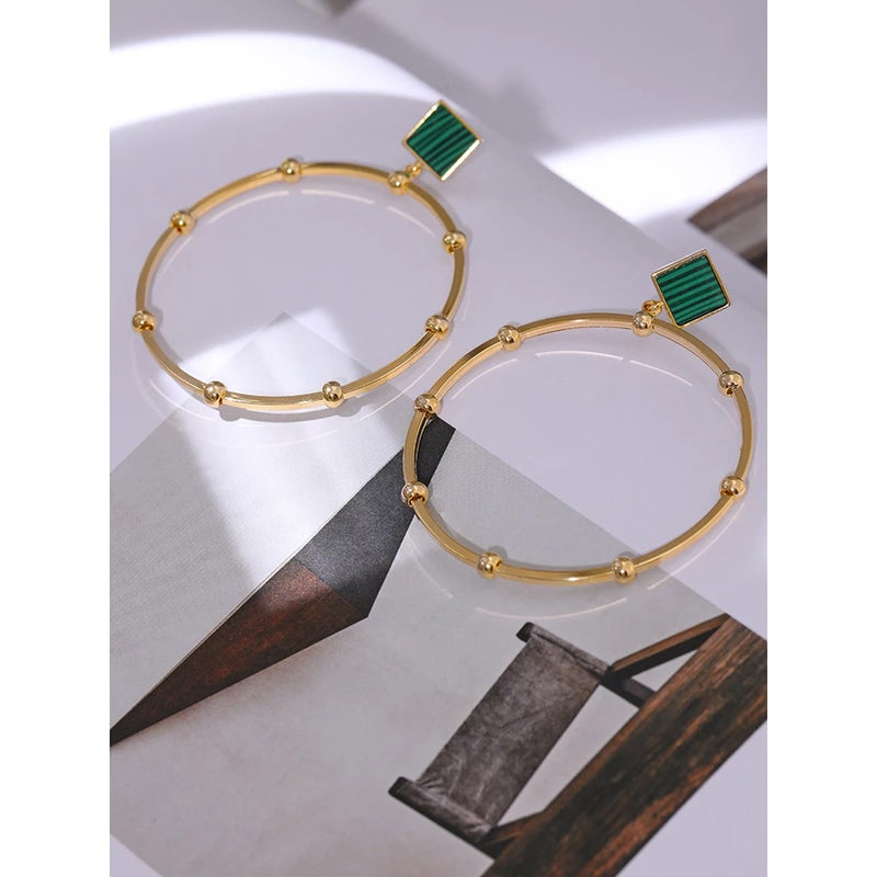 Small Amina Green Hoops