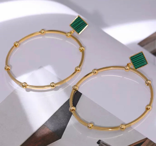 Small Amina Green Hoops
